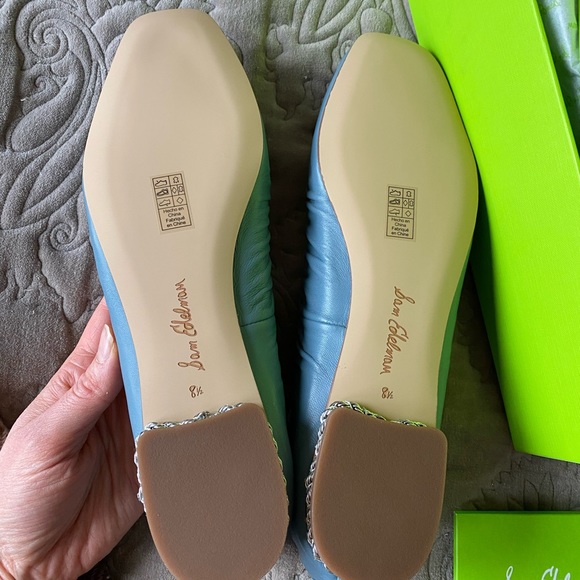 Sam Edelman Meg Ballet Flat Leather Blue Size 8.5 New - Picture 3 of 7